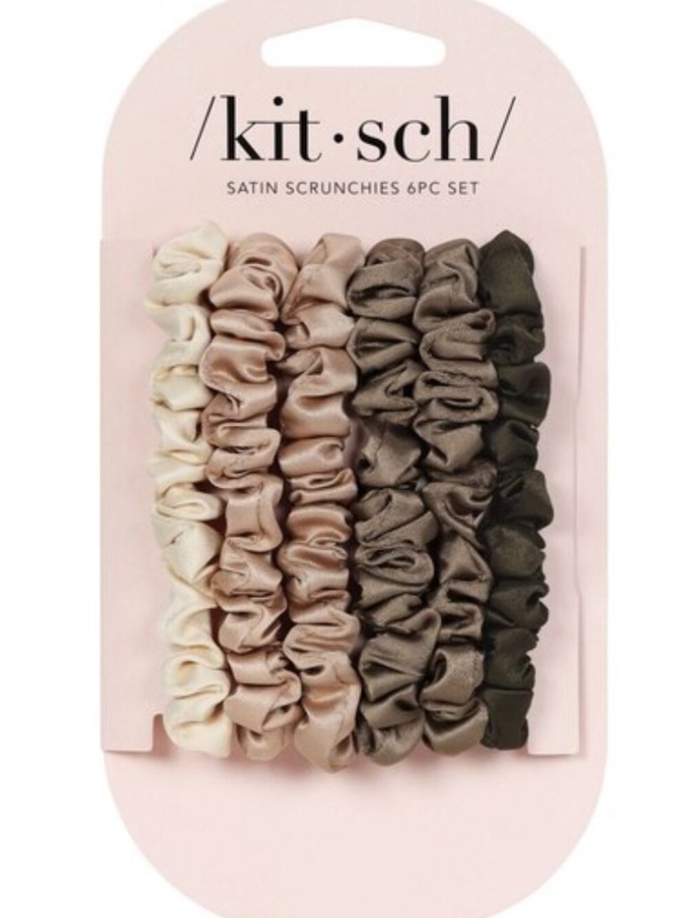 Kitsch Ultra Petite Satin Scrunchies, Eucalyptus, 6 CT